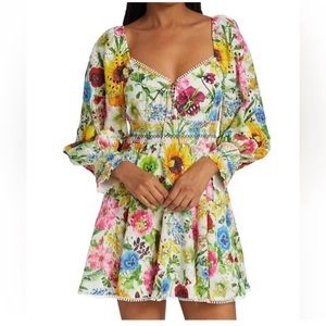 LIKE NEW! Alice + Olivia Crawford Sweetheart Eyelet Floral Mini Dress